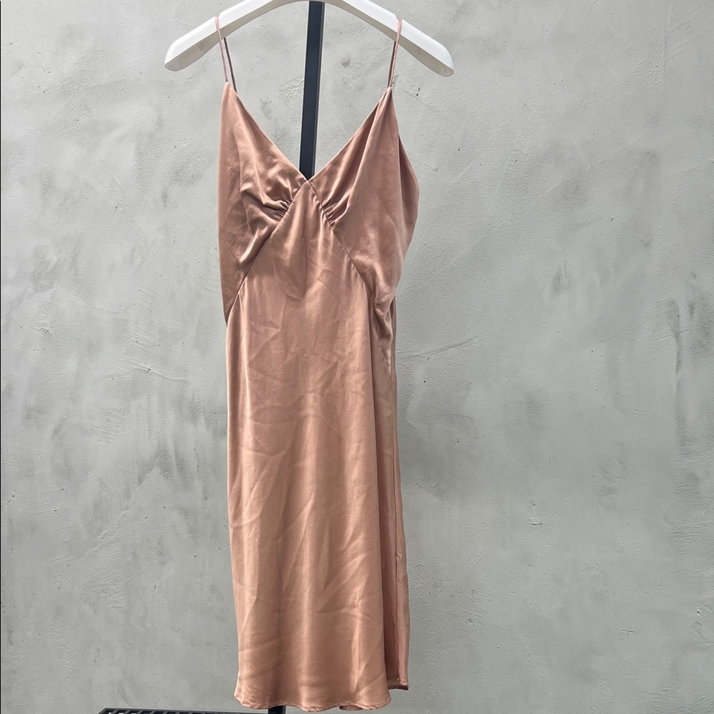 Silk Slip Dress in Rose Gold